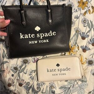 Kate Spade Black and Cream Structured Tote